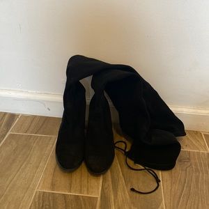 Stuart Weitzman over the knee black suede boots